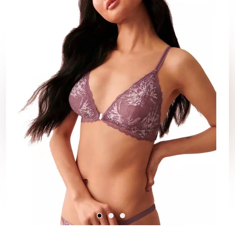 Lace Triangle Bralette & Thong Set — Dusty Mauve size S